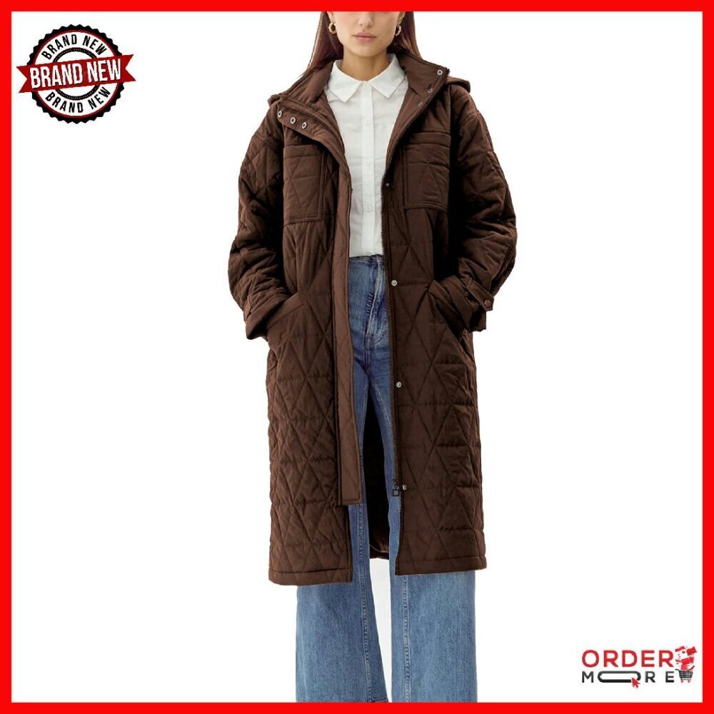 Women's Long Down Puffer Parka with Hood, Oversized Fit, Winter Warmth
